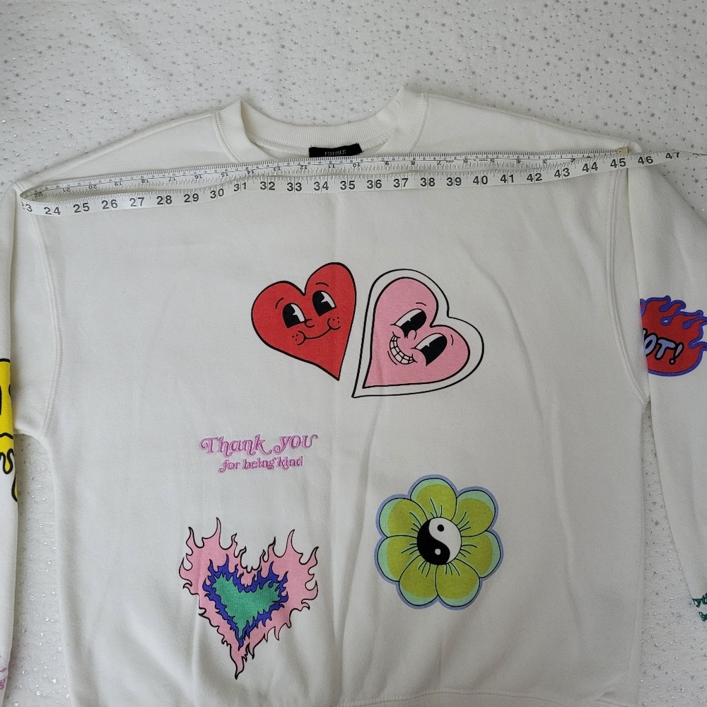 Valentines Day Hearts Graphic White Sweatshirt pullover size Medium - Picture 11 of 14